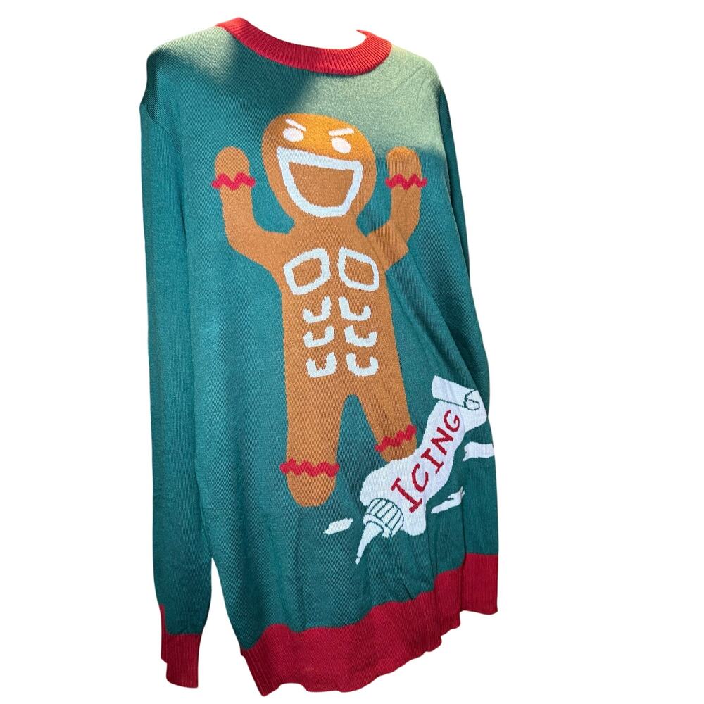 Tipsy Elves Gingerbread Man Roid Rage Ugly Christmas Sweater, Unisex 2XL, NWT